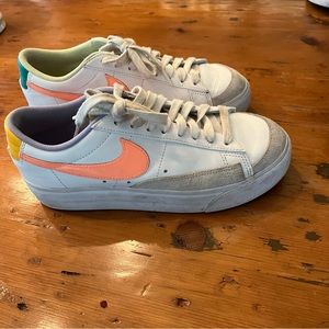 Women’s Nike blazer low platform with orange swoosh